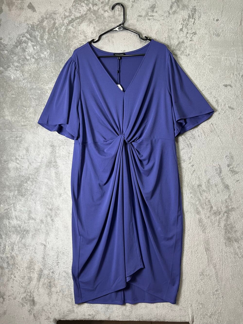 Universal Standard Periwinkle Blue Dress Flutter Sleeve Twist Front Cocktail New